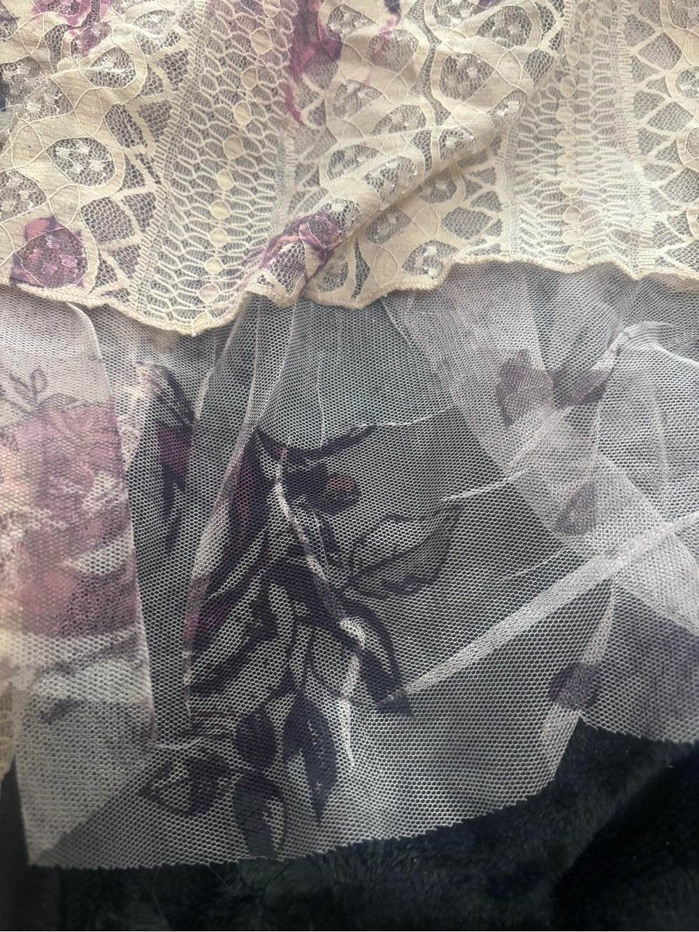 Origami Chiffon Floral Lace Duster Dusty Rose & Taupe - Picture 3 of 5